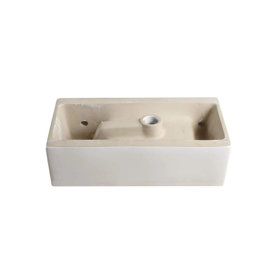 Elanti Wall-Mounted Left-Facing Rectangle Bathroom Sink in White 6 Elanti Wall-Mounted Left-Facing Rectangle Bathroom Sink in White - Image 4