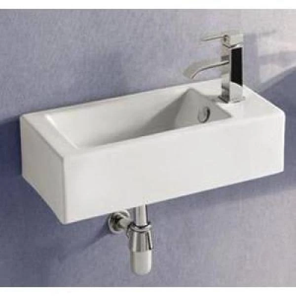 Elanti Wall-Mounted Left-Facing Rectangle Bathroom Sink in White 10 Elanti Wall-Mounted Left-Facing Rectangle Bathroom Sink in White - Image 8