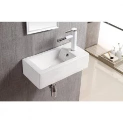 Elanti Wall-Mounted Left-Facing Rectangle Bathroom Sink in White 15 Elanti Wall-Mounted Left-Facing Rectangle Bathroom Sink in White -Bathroom Sinks Sales white elanti wall mount sinks ec9899 l fa 1000