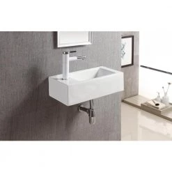 Elanti Wall-Mounted Right-Facing Rectangle Bathroom Sink in White -Bathroom Sinks Sales white elanti wall mount sinks ec9899 r 44 1000