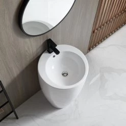 Eridanus 33 in. Tall Round Ceramic Pedestal Sink with Overflow and Pop-Up Drain -Bathroom Sinks Sales white eridanus pedestal sinks junxlp 091 fa 1000