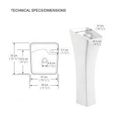 Eridanus 12 in. W x 11 in. L Rectangle Ceramic Pedestal Sink and Basin Combo with Overflow and Pop-Up Drain -Bathroom Sinks Sales white eridanus pedestal sinks junxlp 093 new c3 1000