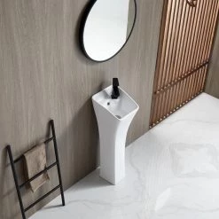 Eridanus 12 in. W x 11 in. L Rectangle Ceramic Pedestal Sink and Basin Combo with Overflow and Pop-Up Drain -Bathroom Sinks Sales white eridanus pedestal sinks junxlp 093 new d4 1000