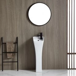 Eridanus 12 in. W x 11 in. L Rectangle Ceramic Pedestal Sink and Basin Combo with Overflow and Pop-Up Drain -Bathroom Sinks Sales white eridanus pedestal sinks junxlp 093 new fa 1000