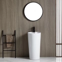 Eridanus 32 in. Tall Round Ceramic Pedestal Sink with Overflow and Pop-Up Drain -Bathroom Sinks Sales white eridanus pedestal sinks junxlp 094 1f 1000