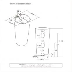 Eridanus 32 in. Tall Round Ceramic Pedestal Sink with Overflow and Pop-Up Drain -Bathroom Sinks Sales white eridanus pedestal sinks junxlp 094 c3 1000