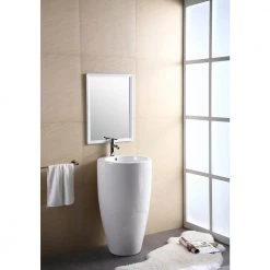 FINE FIXTURES Island 20 in. W x 19 in. L Modern White Vitreous China Round 1-Piece Pedestal Sink and Basin Combo with Overflow -Bathroom Sinks Sales white fine fixtures pedestal sinks is2020w 1f 1000