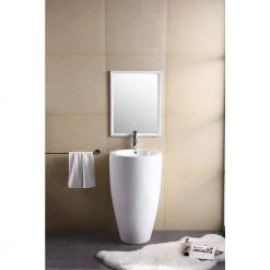 FINE FIXTURES Island 20 in. W x 19 in. L Modern White Vitreous China Round 1-Piece Pedestal Sink and Basin Combo with Overflow -Bathroom Sinks Sales white fine fixtures pedestal sinks is2020w 44 1000