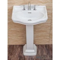 FINE FIXTURES Roosevelt 22 in. Pedestal White Vitreous China Rectangular Vessel Sink with Overflow 8 in. Faucet Hole 8 FINE FIXTURES Roosevelt 22 in. Pedestal White Vitreous China Rectangular Vessel Sink with Overflow 8 in. Faucet Hole -Bathroom Sinks Sales white fine fixtures pedestal sinks rs22w8 4f 1000