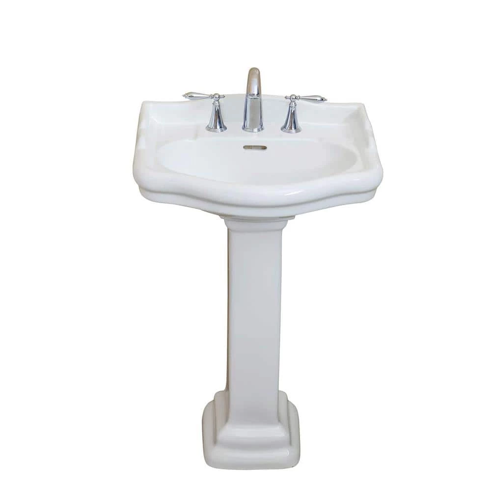 FINE FIXTURES Roosevelt 22 in. Pedestal White Vitreous China Rectangular Vessel Sink with Overflow 8 in. Faucet Hole 3 FINE FIXTURES Roosevelt 22 in. Pedestal White Vitreous China Rectangular Vessel Sink with Overflow 8 in. Faucet Hole