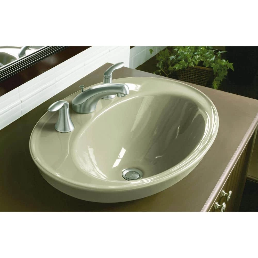 KOHLER Serif Ceramic Drop-In Bathroom Sink in White with Overflow Drain 7 KOHLER Serif Ceramic Drop-In Bathroom Sink in White with Overflow Drain - Image 5