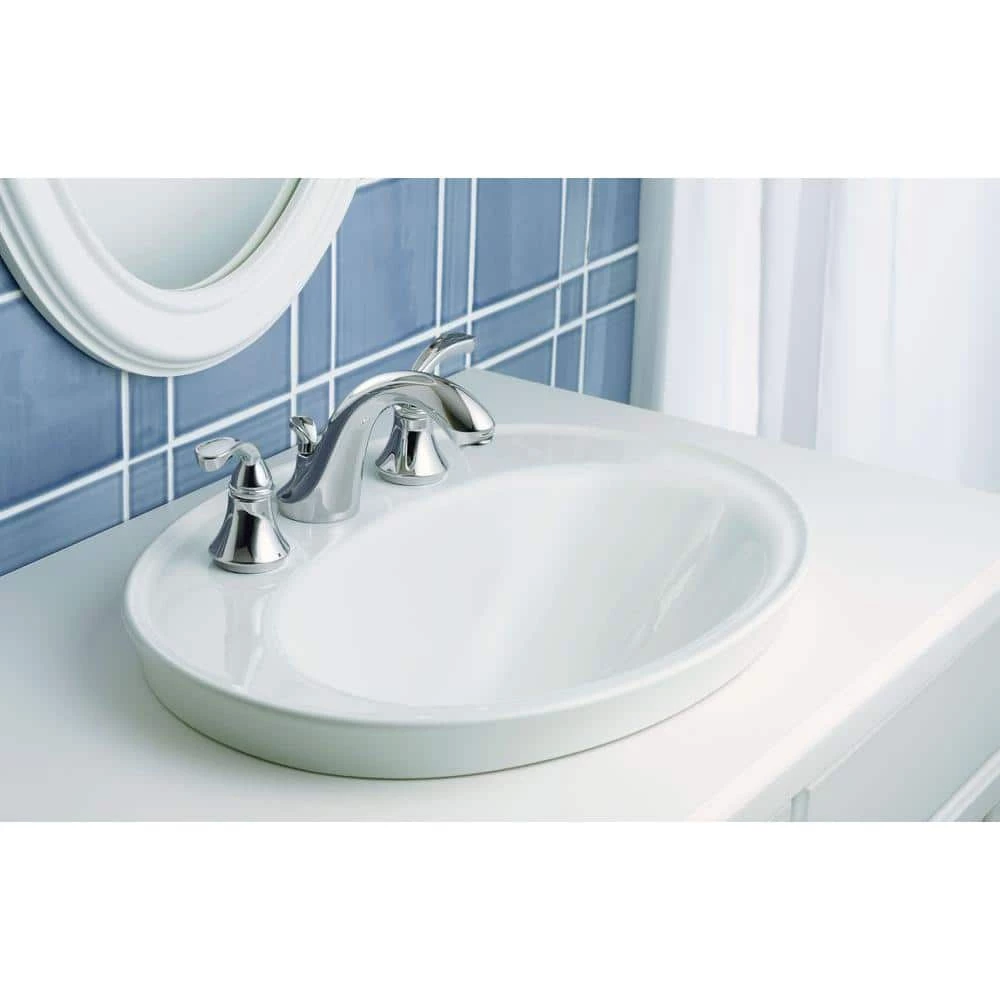 KOHLER Serif Ceramic Drop-In Bathroom Sink in White with Overflow Drain 12 KOHLER Serif Ceramic Drop-In Bathroom Sink in White with Overflow Drain - Image 10