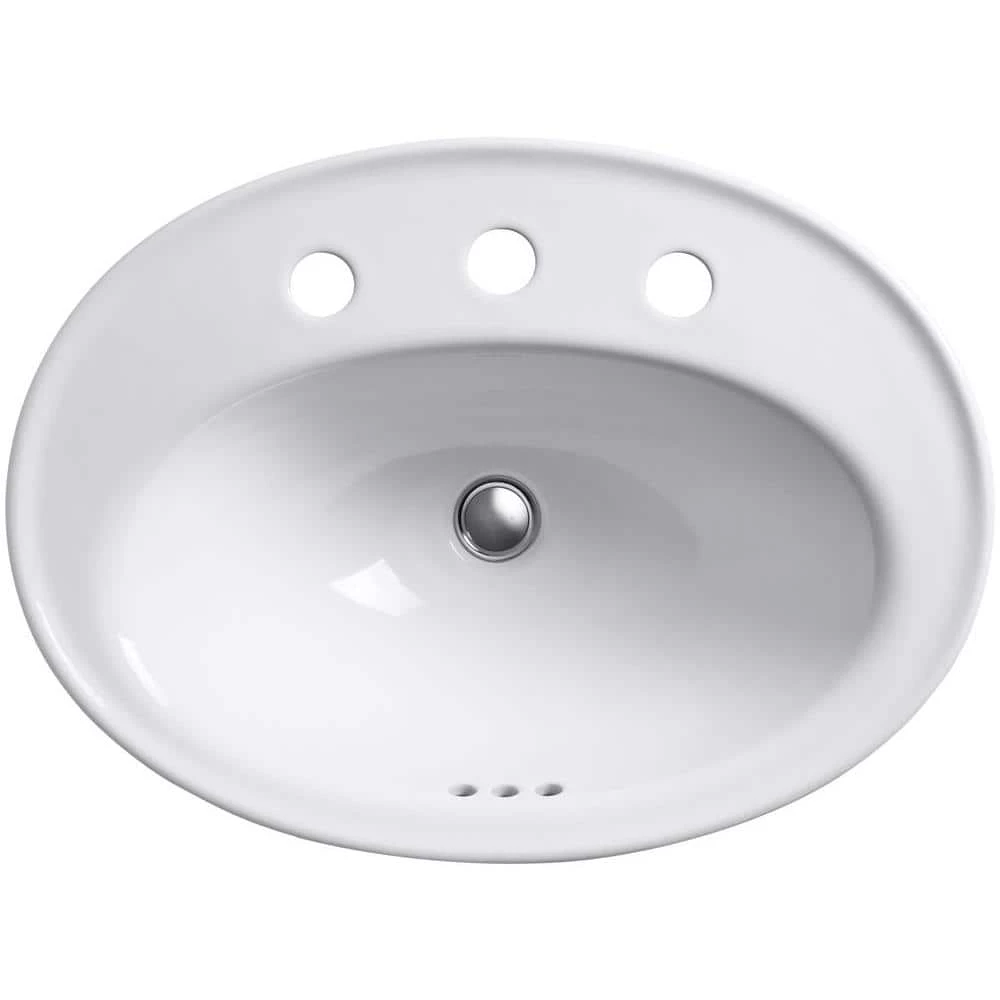 KOHLER Serif Ceramic Drop-In Bathroom Sink in White with Overflow Drain 5 KOHLER Serif Ceramic Drop-In Bathroom Sink in White with Overflow Drain - Image 3