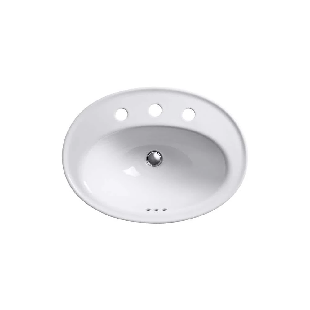 KOHLER Serif Ceramic Drop-In Bathroom Sink in White with Overflow Drain 6 KOHLER Serif Ceramic Drop-In Bathroom Sink in White with Overflow Drain - Image 4