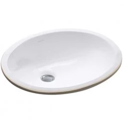 KOHLER Caxton 16-1/4 in. Oval Vitreous China Undermount Bathroom Sink in White with Overflow Drain