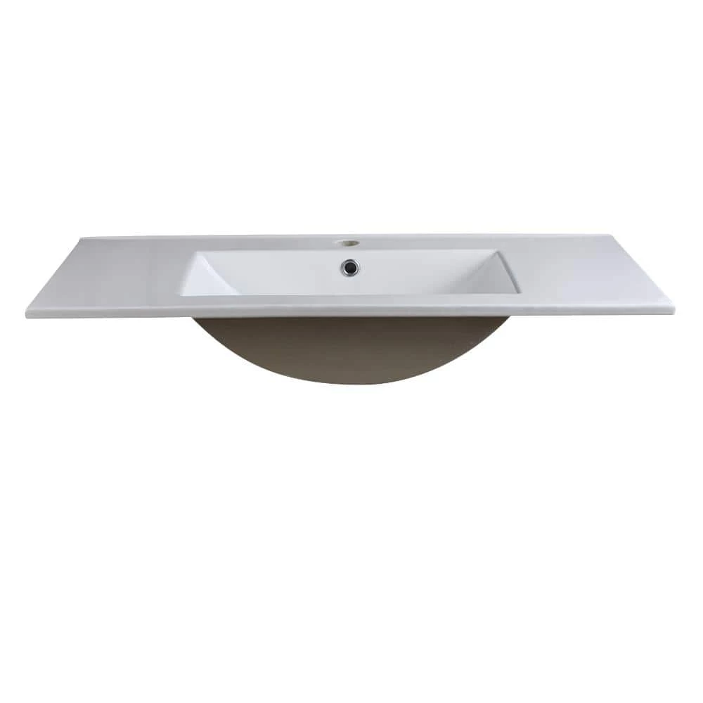 Fresca Torino 36 in. Drop-In Ceramic Bathroom Sink in White with Integrated Bowl 6 Fresca Torino 36 in. Drop-In Ceramic Bathroom Sink in White with Integrated Bowl - Image 4