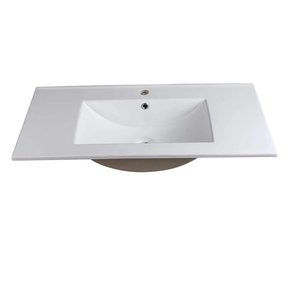 Fresca Torino 36 in. Drop-In Ceramic Bathroom Sink in White with Integrated Bowl 4 Fresca Torino 36 in. Drop-In Ceramic Bathroom Sink in White with Integrated Bowl - Image 2