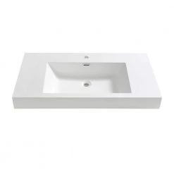 Fresca Valencia 39 in. Drop-In Acrylic Bathroom Sink in White with Integrated Bowl -Bathroom Sinks Sales white fresca drop in bathroom sinks fvs8005wh 4f 1000