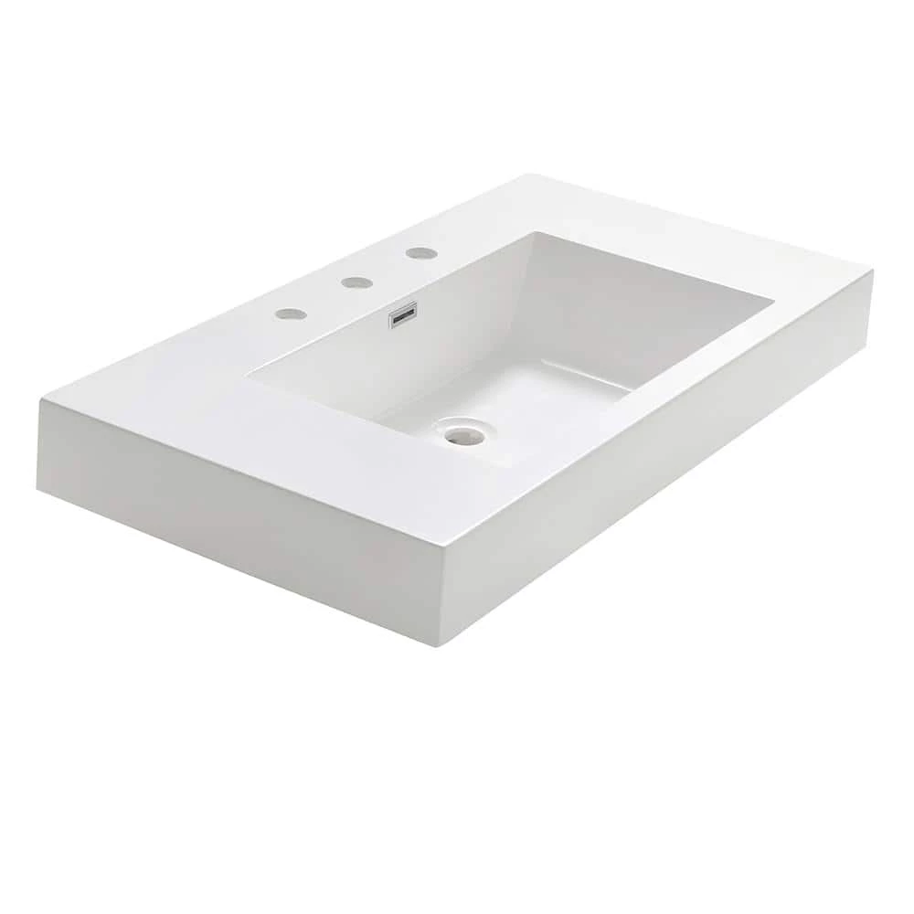 Fresca Vista 36 in. Drop-In Acrylic Bathroom Sink in White with Integrated Bowl 5 Fresca Vista 36 in. Drop-In Acrylic Bathroom Sink in White with Integrated Bowl - Image 3