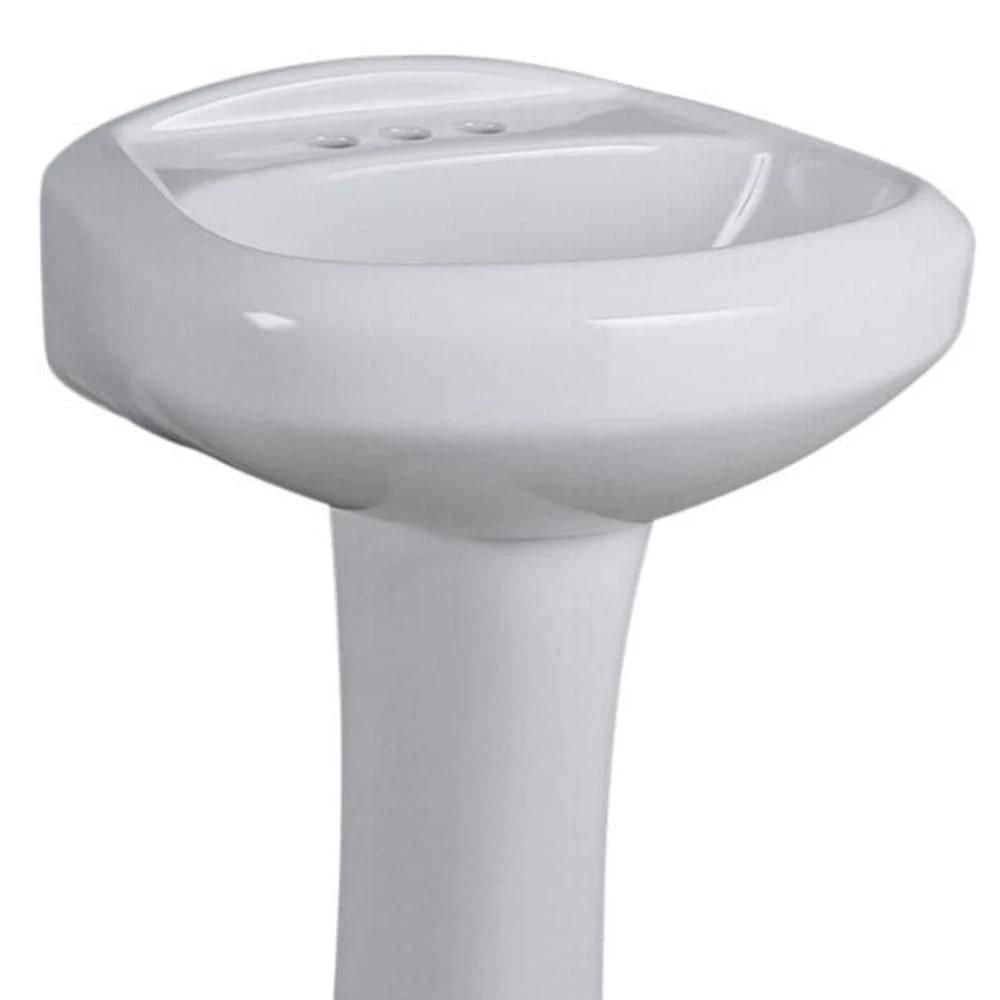 Glacier Bay Petite Aragon 8-3/8 in. Pedestal Sink Basin in White 4 Glacier Bay Petite Aragon 8-3/8 in. Pedestal Sink Basin in White - Image 2