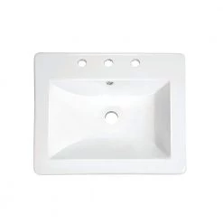 IPT Sink Company 18 in. Drop-In Top Mount Rectangular Ceramic Bathroom Sink Basin in White with Overflow Drain
