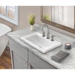 IPT Sink Company 18.25 in. Drop-In Top Mount Rectangular Ceramic Sink Basin in White with Overflow Drain -Bathroom Sinks Sales white glazed ipt sink company drop in bathroom sinks iptcb2318 31 1000