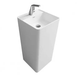 HBEZON 34 in. D Solid Surface Sink Basin in White -Bathroom Sinks Sales white hbezon pedestal sinks rs fs501 34in 1f 1000