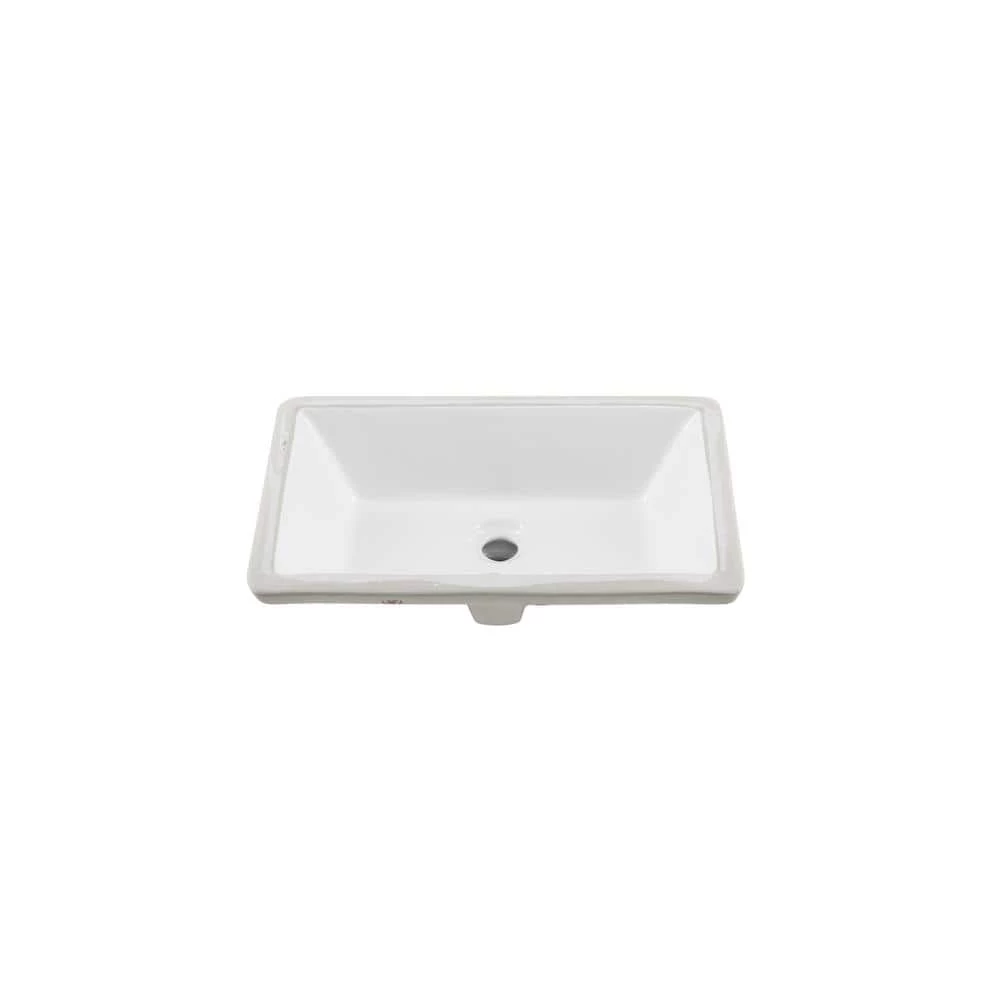 IPT Sink Company Rectangular Glazed Ceramic Undermount Bathroom Vanity Sink in White 6 IPT Sink Company Rectangular Glazed Ceramic Undermount Bathroom Vanity Sink in White - Image 4