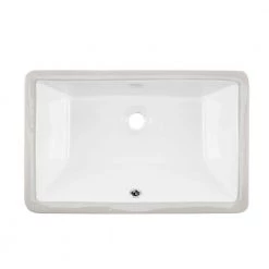 IPT Sink Company Rectangular Glazed Ceramic Undermount Bathroom Vanity Sink in White