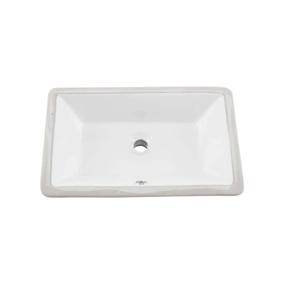 IPT Sink Company Rectangular Glazed Ceramic Undermount Bathroom Vanity Sink in White 5 IPT Sink Company Rectangular Glazed Ceramic Undermount Bathroom Vanity Sink in White - Image 3