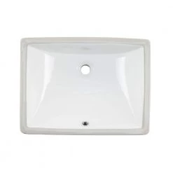 IPT Sink Company Rectangular Glazed Ceramic Undermount Bathroom Vanity Sink in White