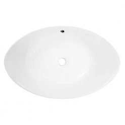 IPT Sink Company 22-5/8 in. x 15 in. Oval Bathroom Ceramic Vessel Sink with Waterfall Faucet in Brushed Nickel -Bathroom Sinks Sales white ipt sink company vessel sinks iptvs6002p29tbn 4f 1000