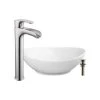 IPT Sink Company 22-5/8 in. x 15 in. Oval Bathroom Ceramic Vessel Sink with Waterfall Faucet in Polished Chrome -Bathroom Sinks Sales white ipt sink company vessel sinks iptvs6002p29tcp 64 1000