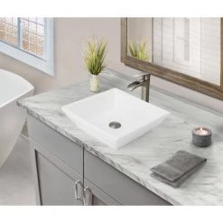 IPT Sink Company 16-1/2 in. x 16-1/2 in. Square Bathroom Ceramic Vessel Sink in White -Bathroom Sinks Sales white ipt sink company vessel sinks iptvs6046 31 1000