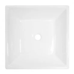 IPT Sink Company 16-1/2 in. x 16-1/2- in White Square Bathroom Ceramic Vessel Sink with Waterfall Faucet in Brushed Nickel and Drain -Bathroom Sinks Sales white ipt sink company vessel sinks iptvs6046p29tbn 4f 1000