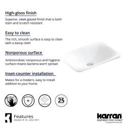 Karran Valera 21 in. Top Mount Vitreous China Bathroom Sink in White -Bathroom Sinks Sales white karran drop in bathroom sinks vc 202 wh a0 1000