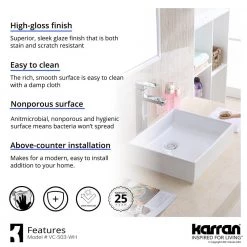 Karran VC-503-WH Valera 16 in. Vitreous China Vessel Bathroom Sink in White -Bathroom Sinks Sales white karran vessel sinks vc 503 wh 1d 1000