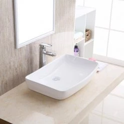 Karran Valera 24 in. Vitreous China Rectangular Vessel Bathroom Sink in White