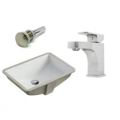 Kingsman Hardware 20-7/8 in. Rectangle Undermount Vitreous Glazed Ceramic Sink with Brushed Nickel Bathroom Faucet /Pop-up Drain Combo