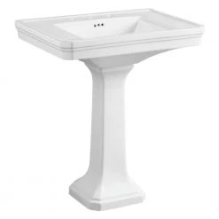 Kingston Brass Victorian Pedestal Combo Bathroom Sink in White with 8 in. Widespread