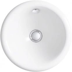KOHLER Iron Plains Round 12 in. Drop-In/Under-Mount Cast Iron Bathroom Sink in White -Bathroom Sinks Sales white kohler drop in bathroom sinks k 20211 0 1f 1000