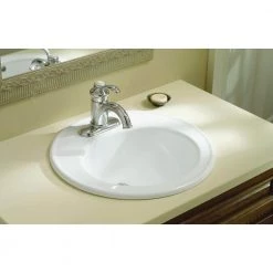KOHLER Brookline Drop-In Vitreous China Bathroom Sink in White with Overflow Drain -Bathroom Sinks Sales white kohler drop in bathroom sinks k 2202 4 0 40 1000