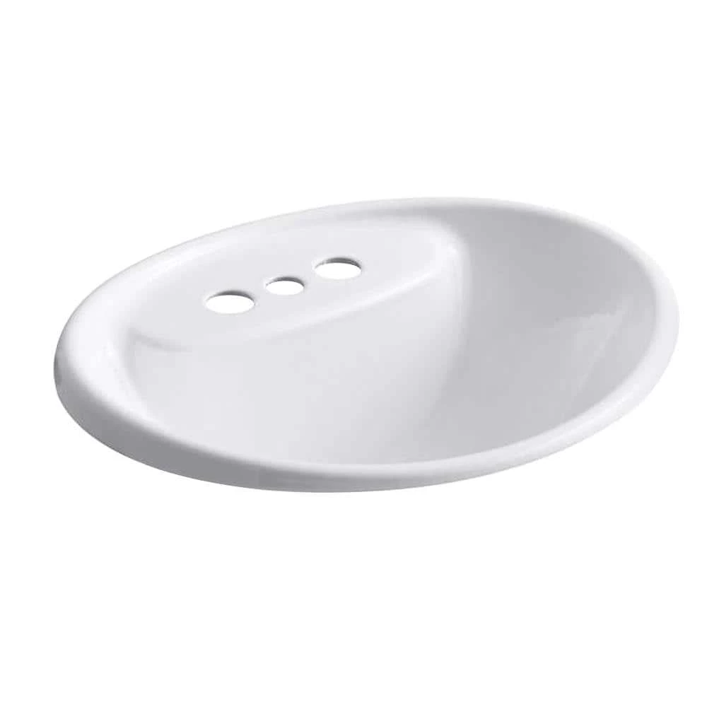 KOHLER Tides Drop-In Cast Iron Bathroom Sink in White with Overflow Drain 3 KOHLER Tides Drop-In Cast Iron Bathroom Sink in White with Overflow Drain