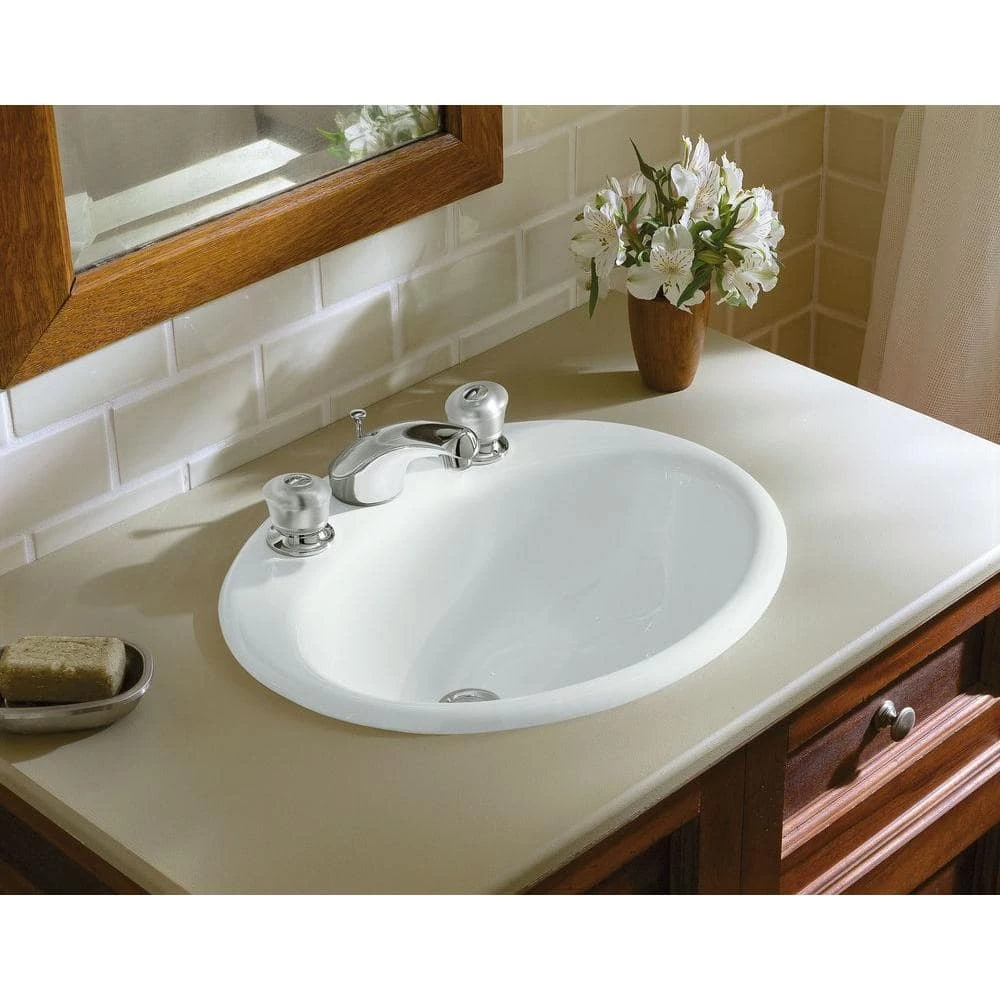KOHLER Farmington Topmount Bathroom Sink in White with Overflow Drain 5 KOHLER Farmington Topmount Bathroom Sink in White with Overflow Drain - Image 3