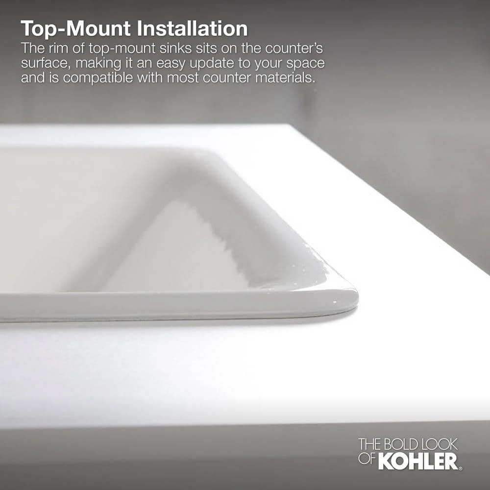 KOHLER Farmington Topmount Bathroom Sink in White with Overflow Drain 9 KOHLER Farmington Topmount Bathroom Sink in White with Overflow Drain - Image 7