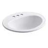 KOHLER Pennington 20-1/4 in. Oval Top-Mount Vitreous China Bathroom Sink in White with Overflow Drain -Bathroom Sinks Sales white kohler drop in bathroom sinks k r2196 4 0 64 1000