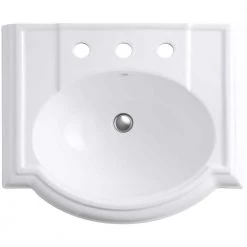 KOHLER Devonshire Vitreous China Pedestal Combo Bathroom Sink in White with Overflow Drain -Bathroom Sinks Sales white kohler pedestal sinks k 2286 8 0 40 1000
