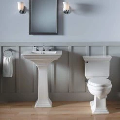 KOHLER Memoirs Stately Ceramic Pedestal Bathroom Sink Combo in White with Overflow Drain