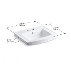 KOHLER Archer 7.875 in. Vitreous China Pedestal Sink Basin in White with Overflow Drain -Bathroom Sinks Sales white kohler pedestal sinks k 2358 4 0 a0 1000