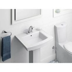 KOHLER Archer 7.875 in. Vitreous China Pedestal Sink Basin in White with Overflow Drain -Bathroom Sinks Sales white kohler pedestal sinks k 2358 4 0 c3 1000